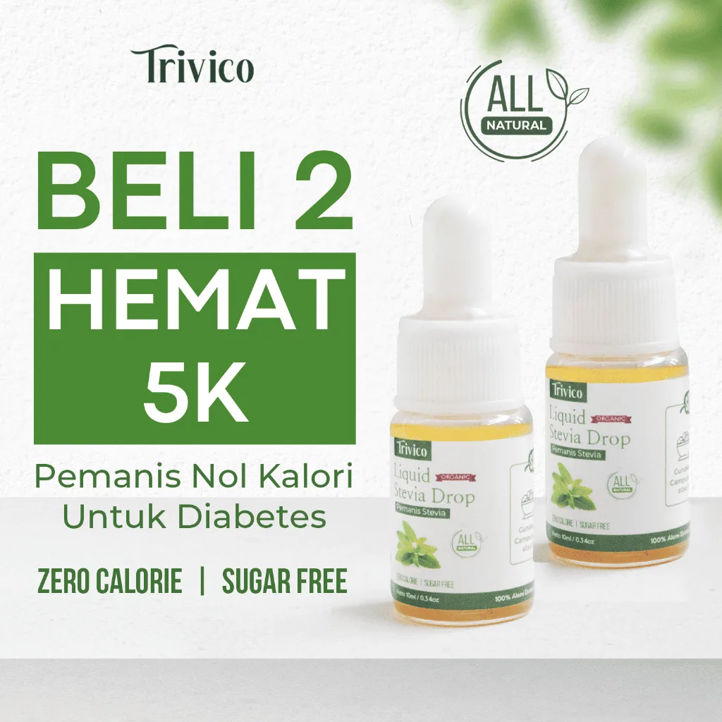 Trivico Liquid Stevia - Pemanis 0 Kalori Alami, Ekstrak Daun Stevia 98%