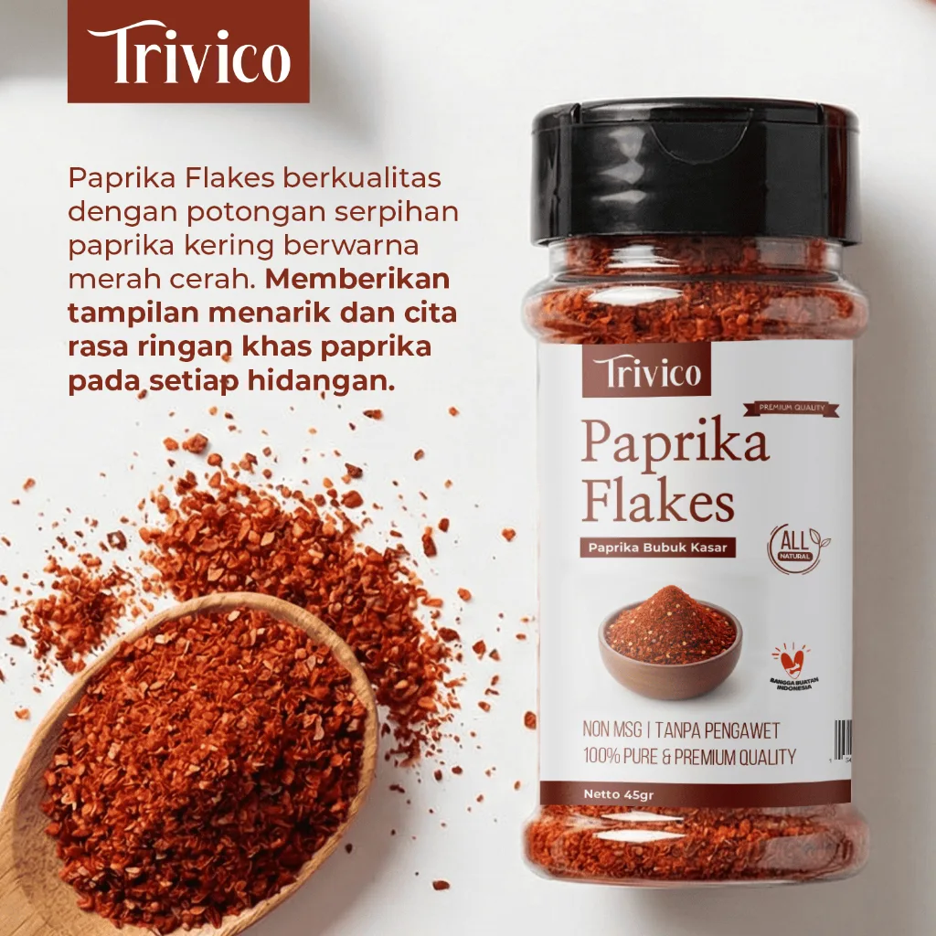 TRIVICO Paprika Flakes 45gr Paprika Bubuk Kasar Kering Tabur Bumbu Tabur Masakan Non MSG