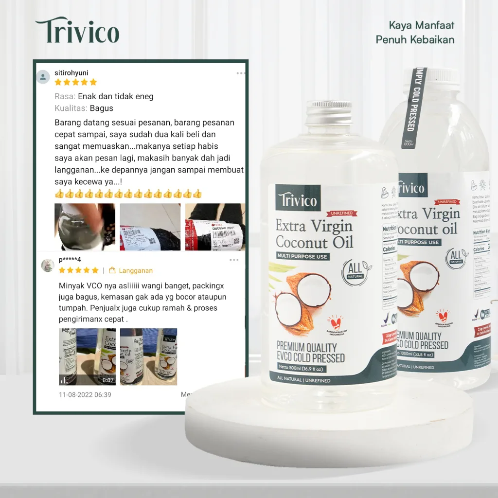Trivico VCO Virgin Coconut OIL 500ML Minyak Kelapa Murni Cococnut Oil