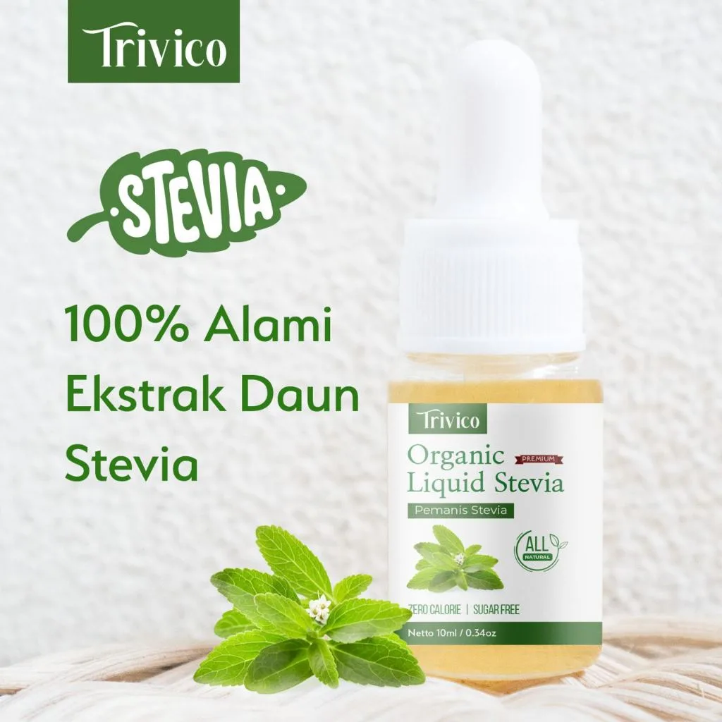 Trivico Liquid Stevia - Pemanis 0 Kalori Alami, Ekstrak Daun Stevia 98%