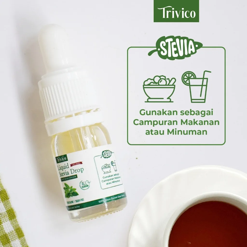 Trivico Liquid Stevia - Pemanis 0 Kalori Alami, Ekstrak Daun Stevia 98% Netto 5ml