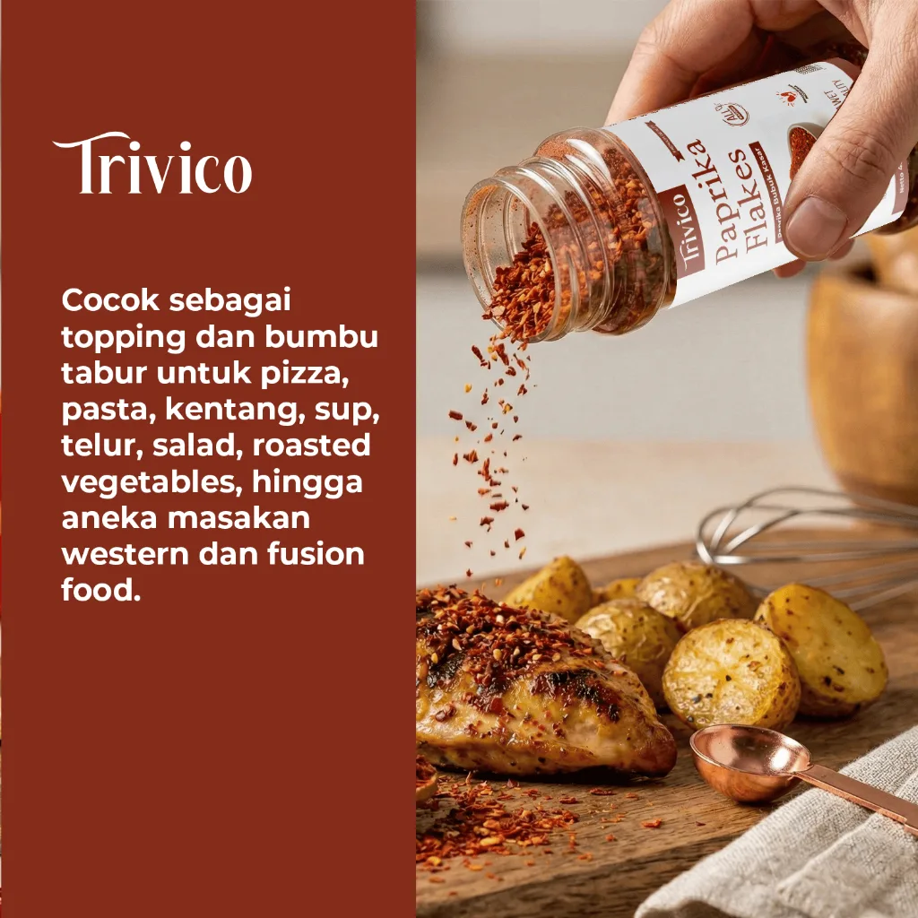 TRIVICO Paprika Flakes 45gr Paprika Bubuk Kasar Kering Tabur Bumbu Tabur Masakan Non MSG