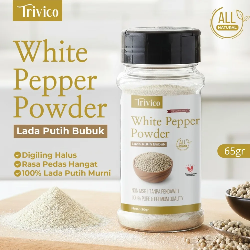 TRIVICO Lada Putih Bubuk 65gr White Pepper Powder Asli Bumbu Dapur Premium Non MSG
