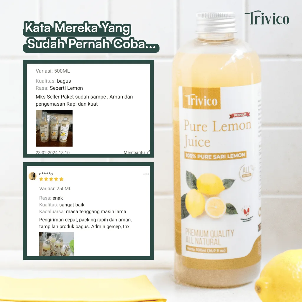 Trivico Sari Lemon Murni 100% - Minuman Diet Sehat & Detox Alami
