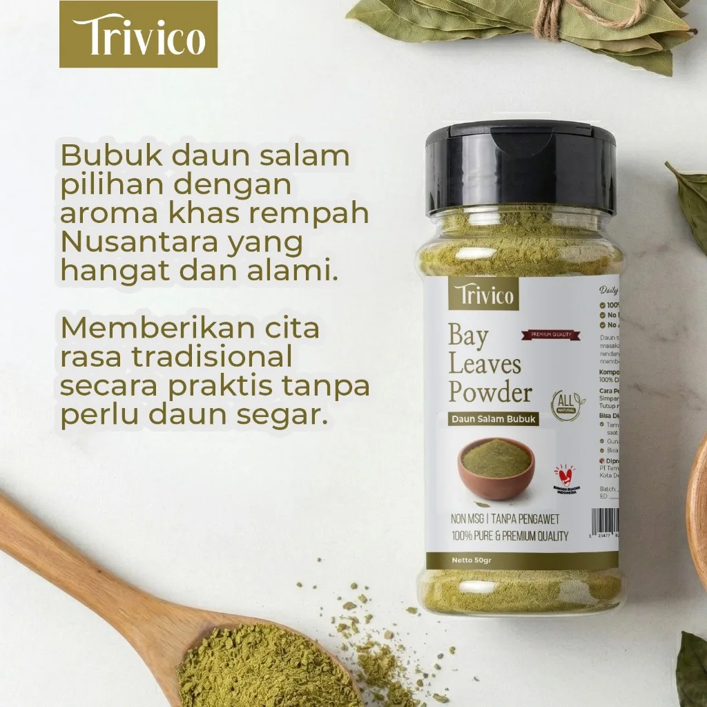 TRIVICO Bay Leaves 50GR Powder Daun Salam Bubuk Bumbu Masak Alami Premium Non MSG Serbaguna