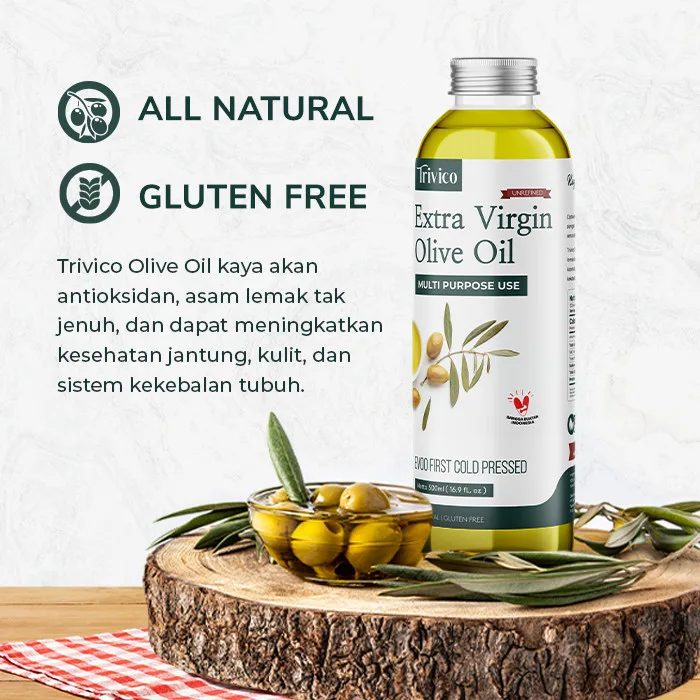TRIVICO Minyak Zaitun Extra Virgin Olive Oil 500ml Asli | Olive Oil untuk Masak & Minum
