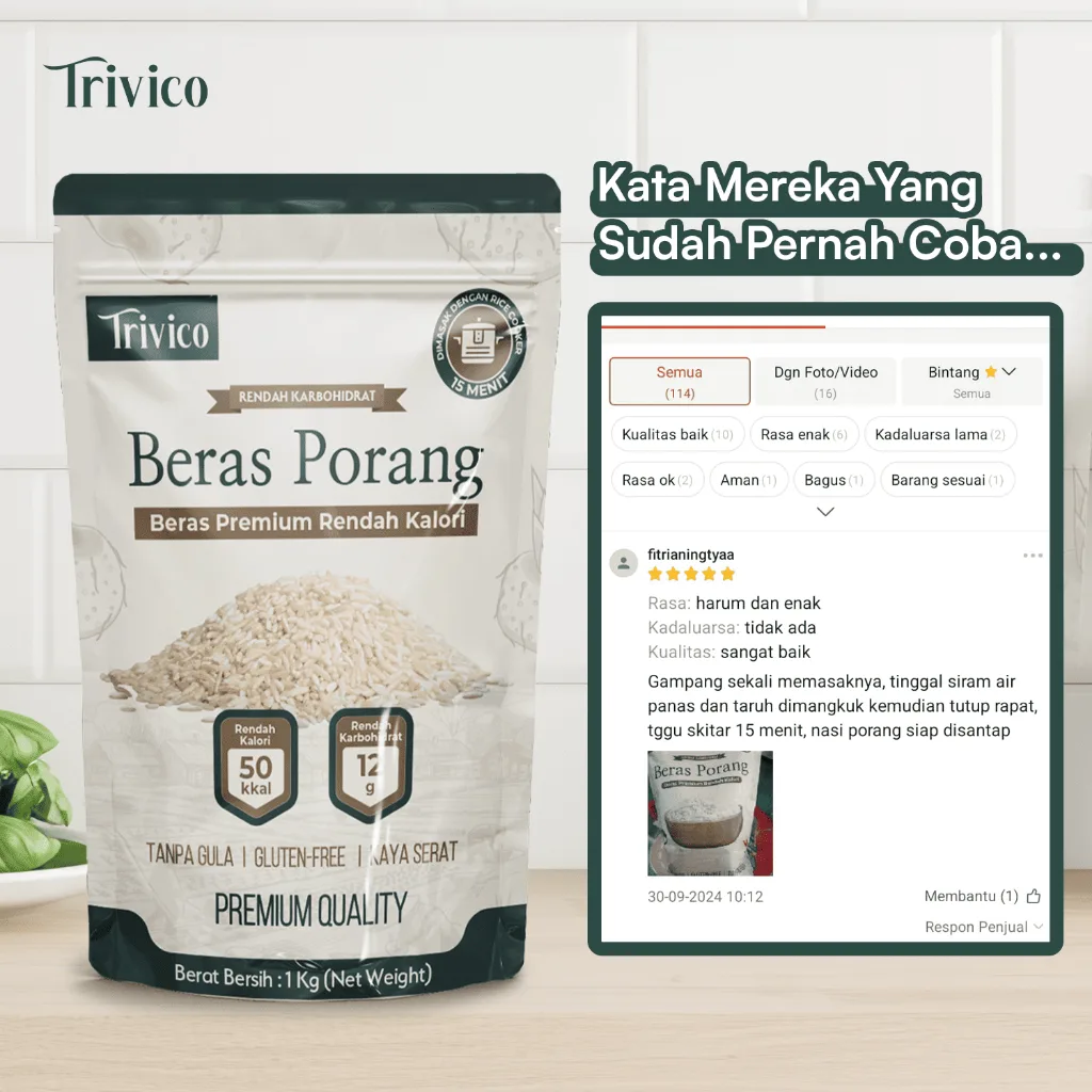Trivico Beras Porang 1Kg - Rendah Kalori & Karbohidrat