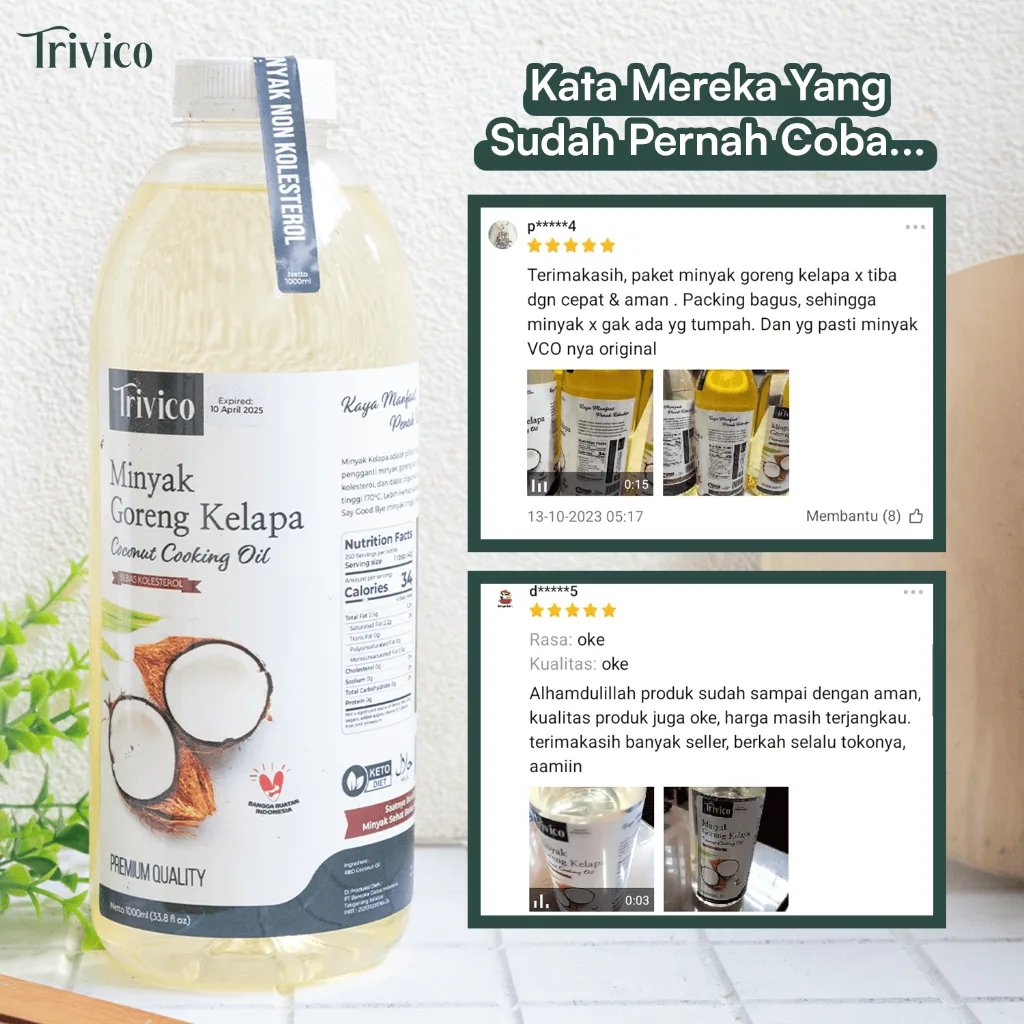 Trivico Minyak Goreng Kelapa 5 Liter - Gurih & Sehat, 100% Murni Minyak Kelapa Asli