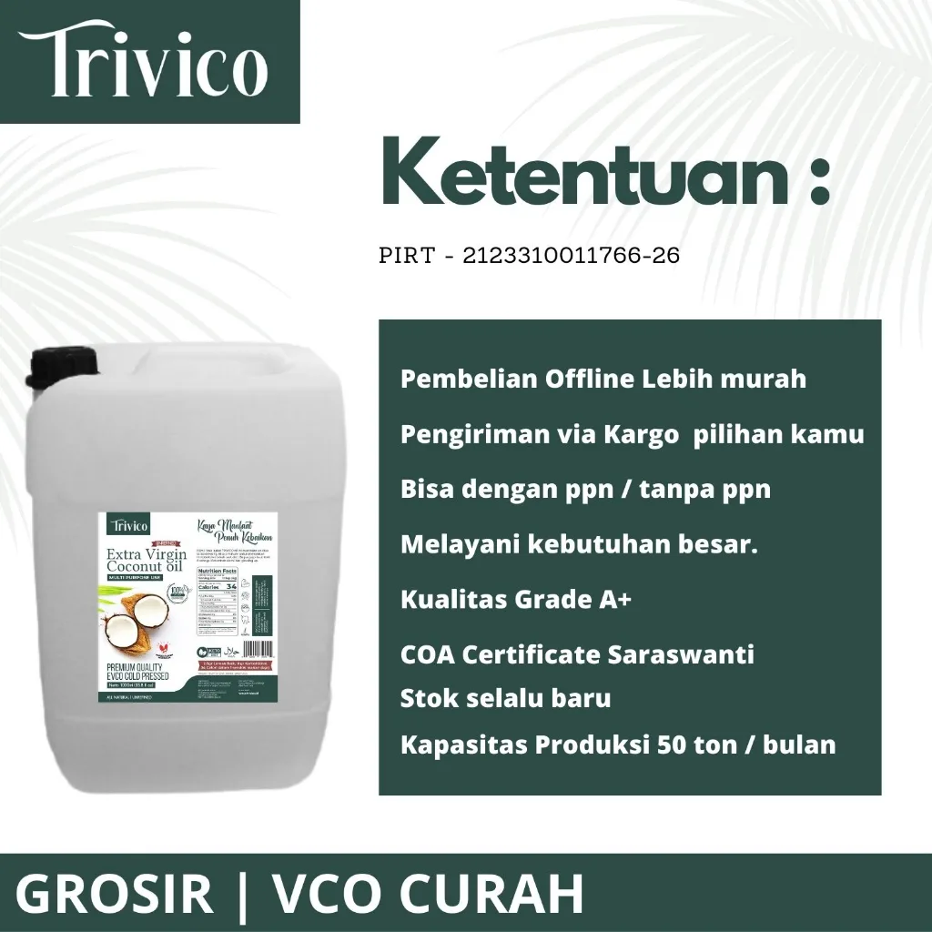 Trivico Minyak VCO Organik Virgin Coconut Oil 20.5 Liter