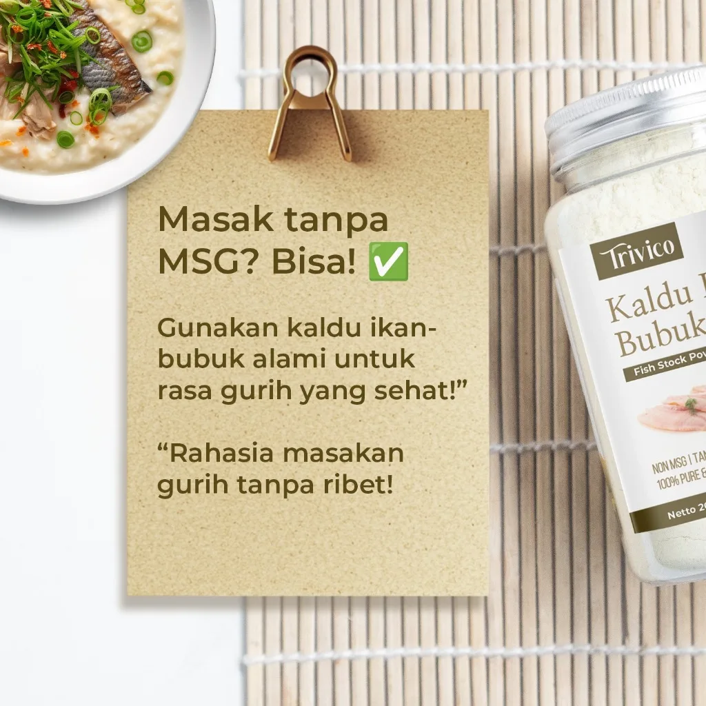 TRIVICO | kaldu Ikan Bubuk | Fish Stock Powder | Non-MSG | Bumbu Kaldu Masakan Sehari-hari | Kaldu Sehat Alami