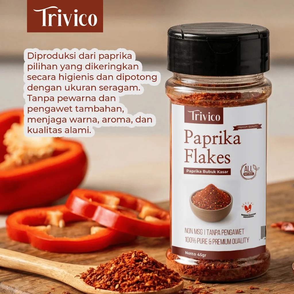 TRIVICO Paprika Flakes 45gr Paprika Bubuk Kasar Kering Tabur Bumbu Tabur Masakan Non MSG