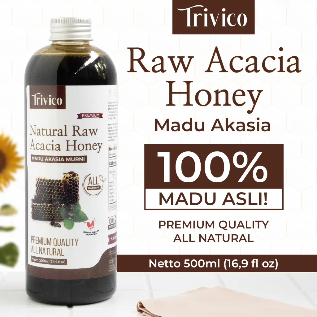 Trivico Madu Akasia 500ml (720gr) - Madu Murni 100% Asli Kaya Manfaat