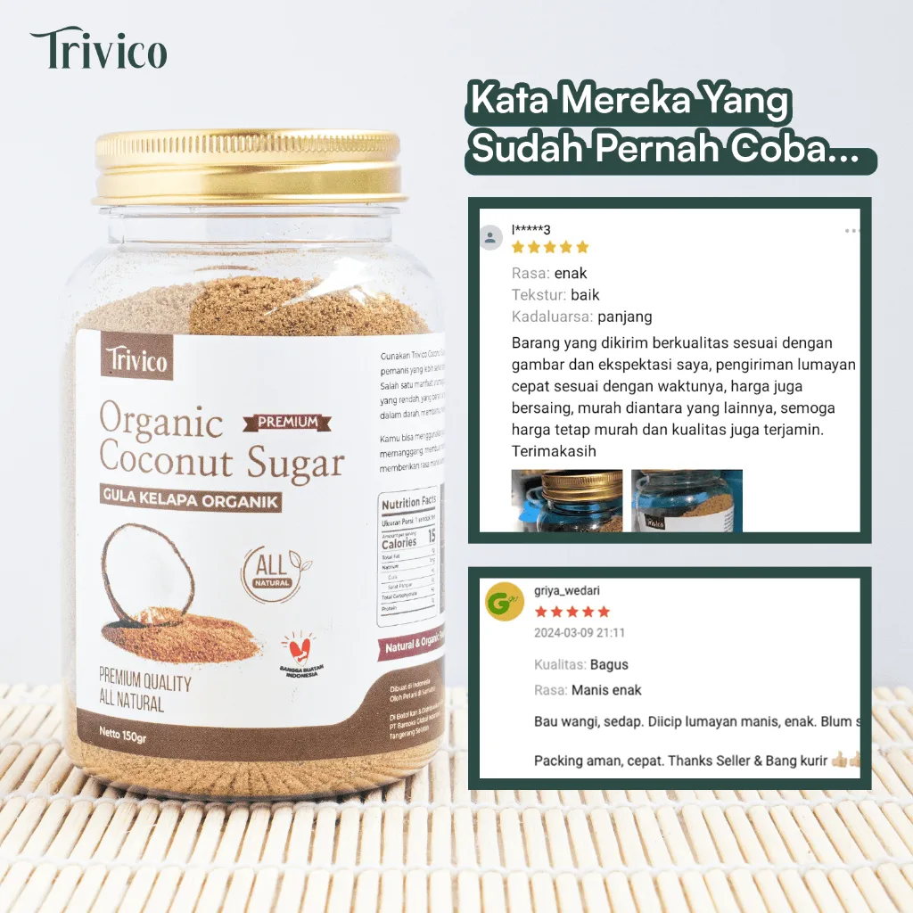 Trivico Gula Kelapa Organik Bubuk - Gula Kelapa Murni 100%