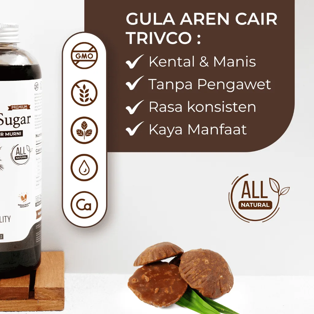 Trivico Gula Aren Cair Organik Premium - Palm Sugar Rasa Manis Alami & Kaya Manfaat