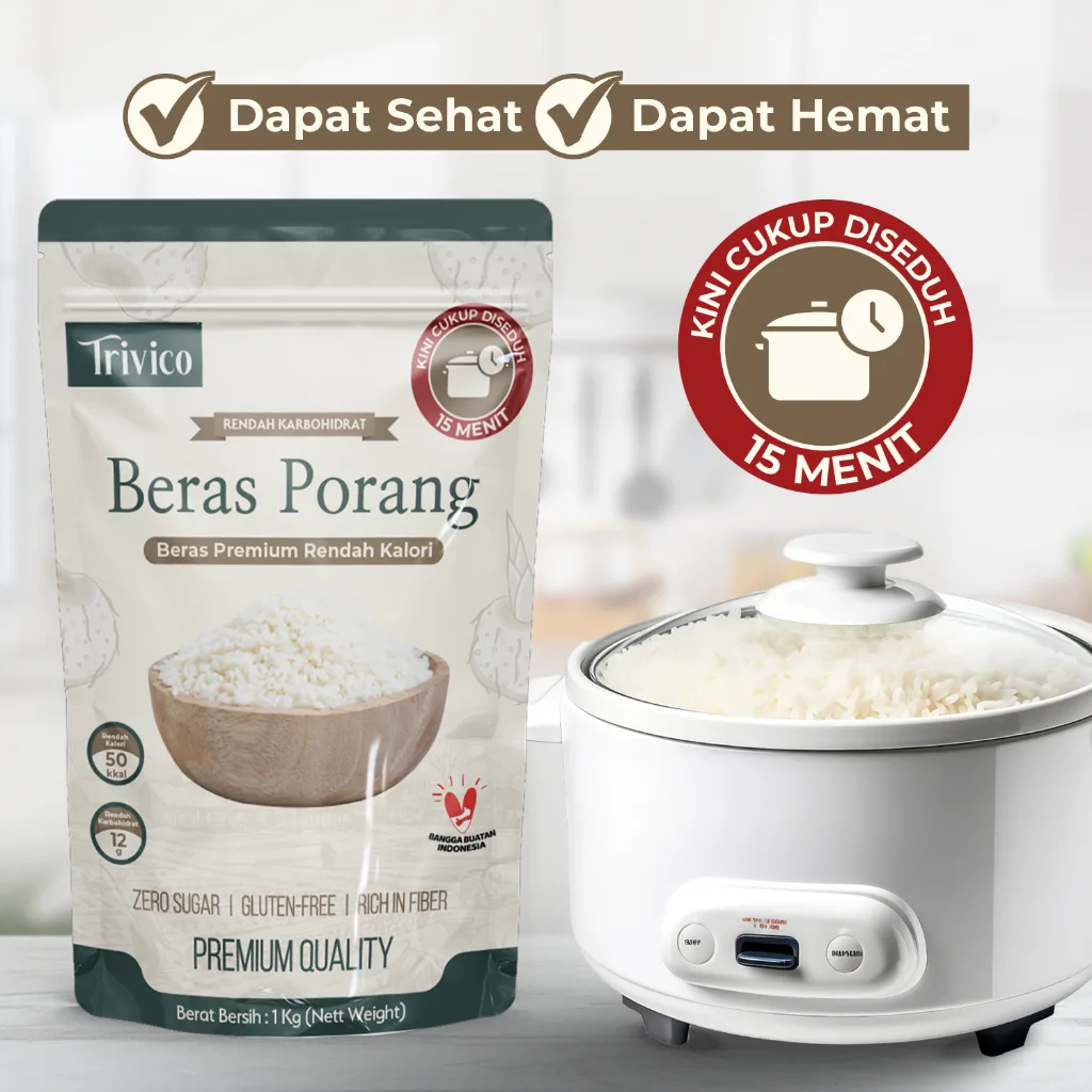 Trivico Beras Porang 1Kg - Rendah Kalori & Karbohidrat