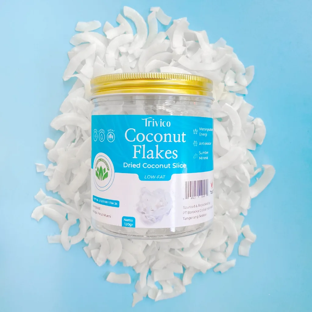 TRIVICO | Dried Coconut Flakes | Kelapa Parut Kering | Kelapa Iris Kering | Tambahan Topping Masakan Kue & Lainnya