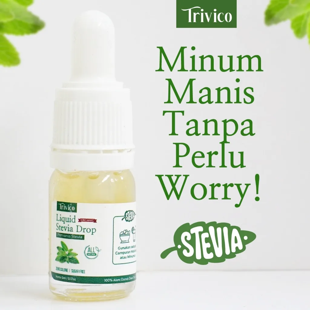 Trivico Liquid Stevia - Pemanis 0 Kalori Alami, Ekstrak Daun Stevia 98% Netto 5ml
