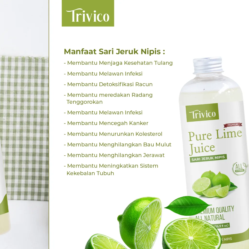Trivico Sari Jeruk Nipis - Minuman Detoks Alami Segar & Sehat, Perasan Jeruk Nipis Murni 250ml