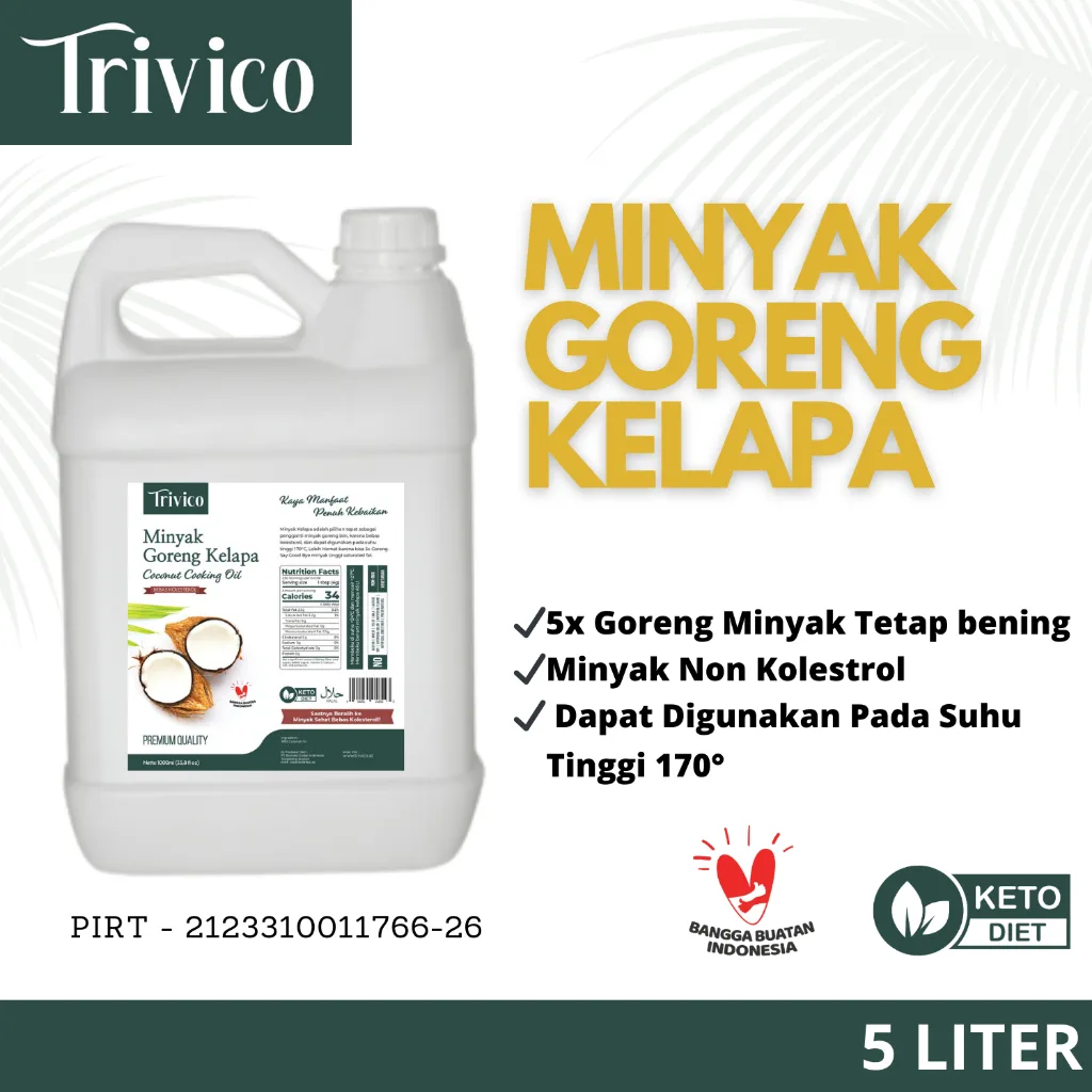 Trivico Minyak Goreng Kelapa 5 Liter - Gurih & Sehat, 100% Murni Minyak Kelapa Asli