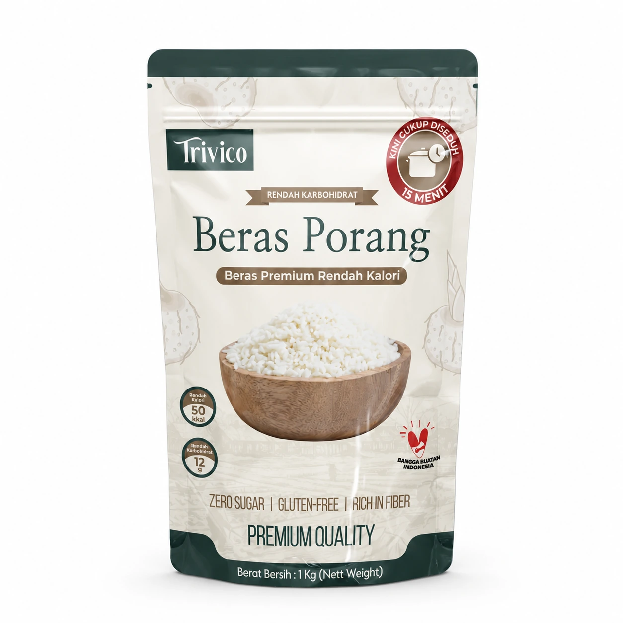 Trivico Beras Porang 1Kg - Rendah Kalori & Karbohidrat