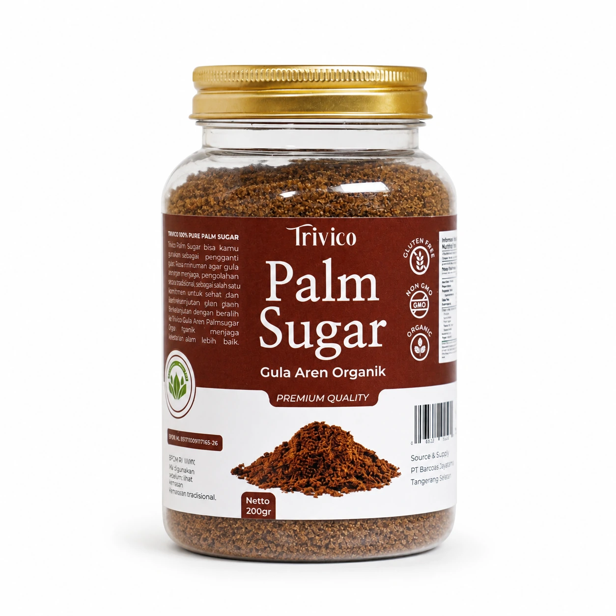 Trivico Gula Aren Bubuk Organik 200gr - Gula Aren Asli 100%, Kaya Manfaat