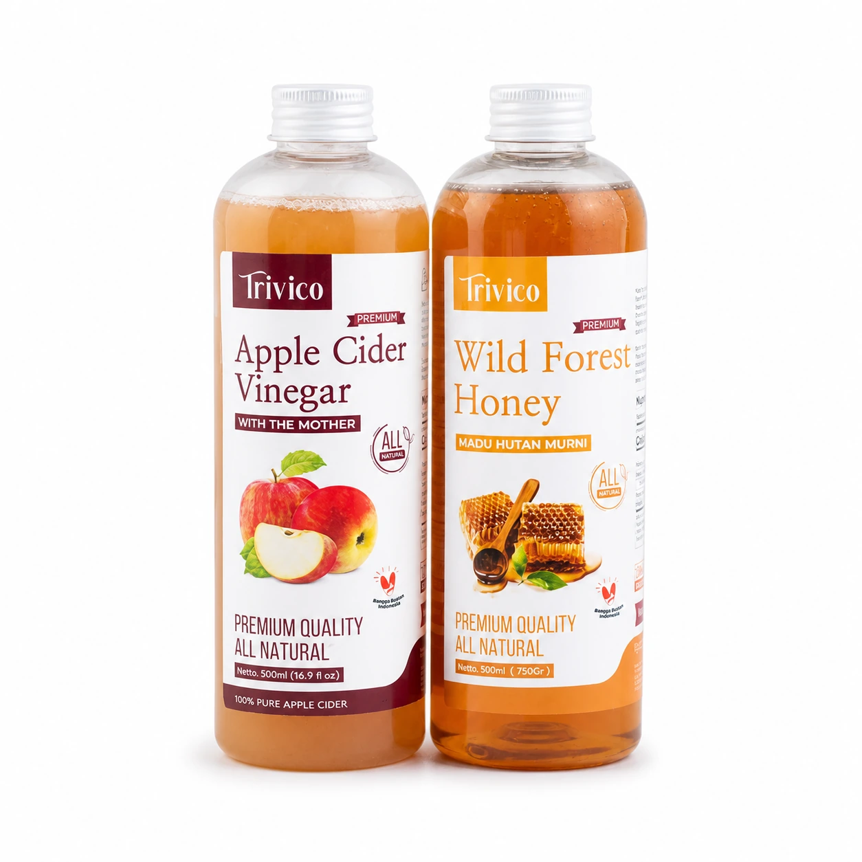 Trivico Paket Sehat - Cuka Apel 500ml & Madu Hutan 500ml