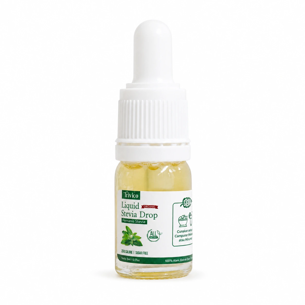 Trivico Liquid Stevia - Pemanis 0 Kalori Alami, Ekstrak Daun Stevia 98% Netto 5ml