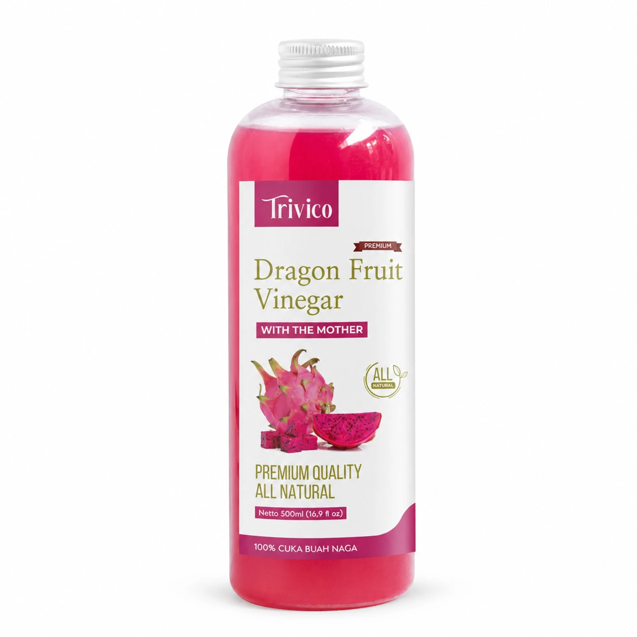 TRIVICO Cuka Buah Naga With Mother 500ml Dragon Fruit Vinegar Minuman Probiotik & Antioksidan Alami