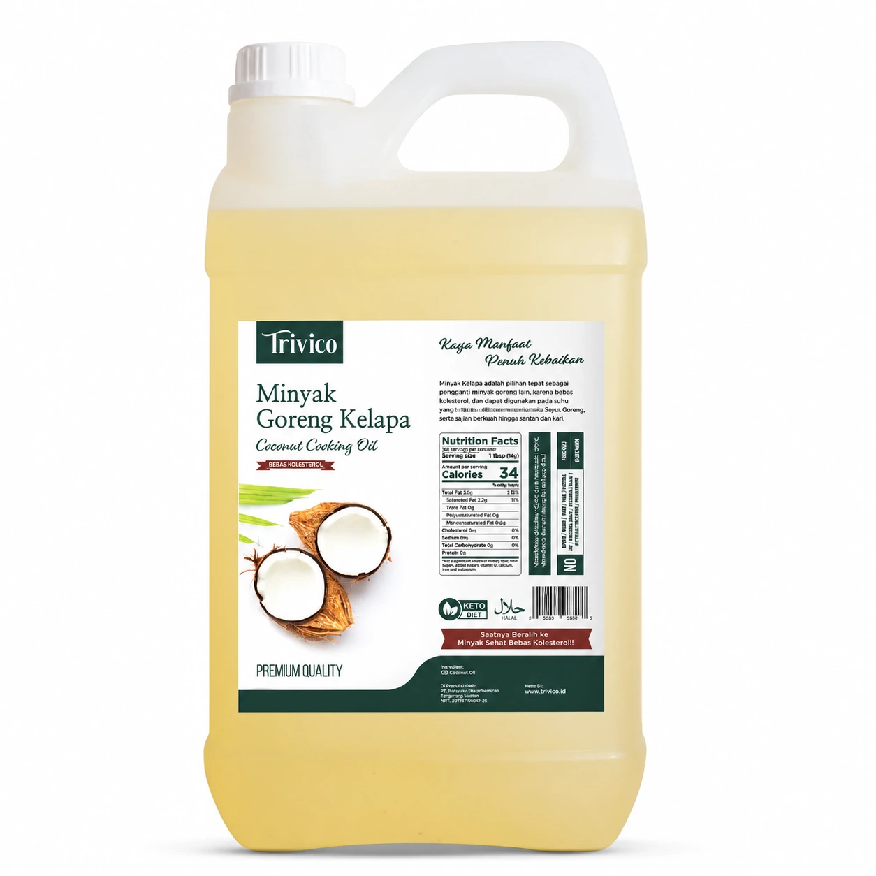 Trivico Minyak Goreng Kelapa 5 Liter - Gurih & Sehat, 100% Murni Minyak Kelapa Asli