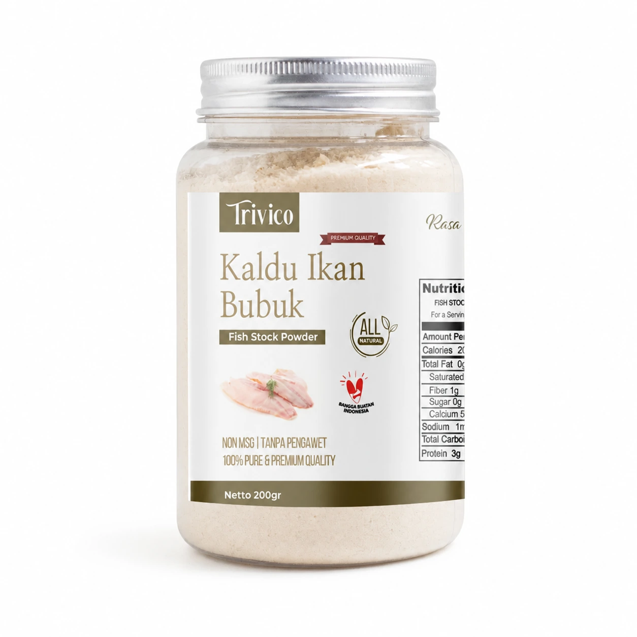 TRIVICO | kaldu Ikan Bubuk | Fish Stock Powder | Non-MSG | Bumbu Kaldu Masakan Sehari-hari | Kaldu Sehat Alami
