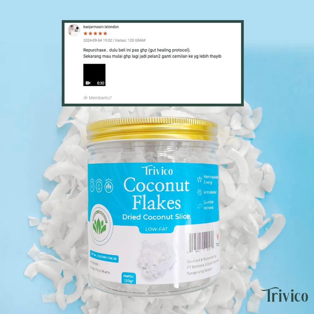 TRIVICO | Dried Coconut Flakes | Kelapa Parut Kering | Kelapa Iris Kering | Tambahan Topping Masakan Kue & Lainnya