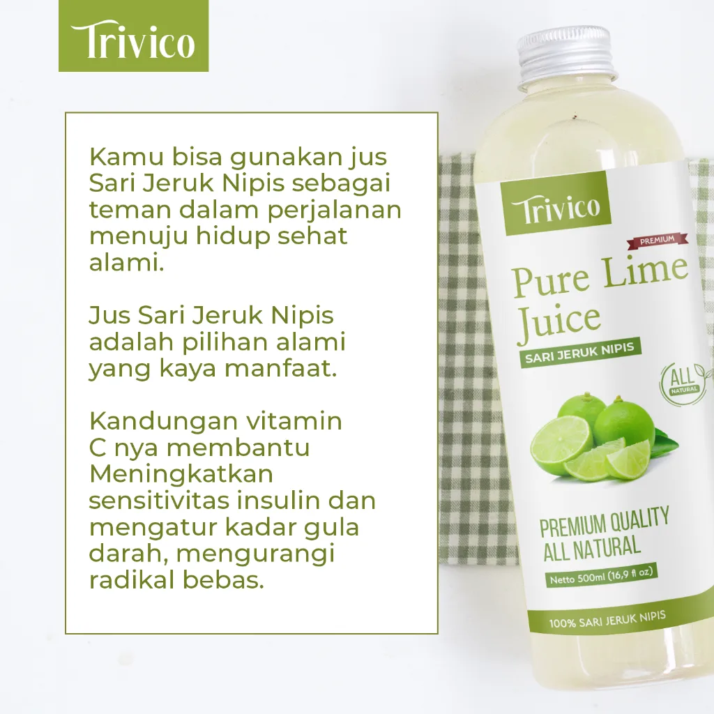 Trivico Sari Jeruk Nipis - Minuman Detoks Alami Segar & Sehat, Perasan Jeruk Nipis Murni 250ml