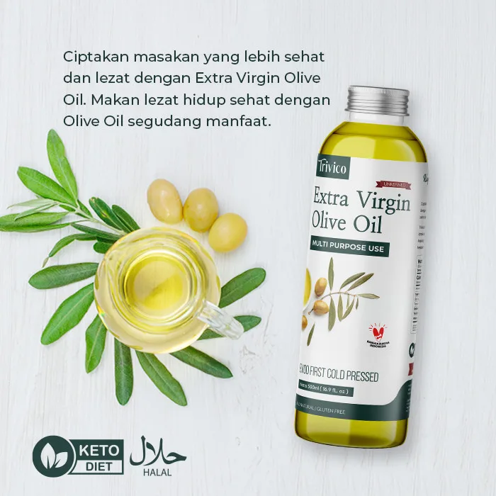 TRIVICO Minyak Zaitun Extra Virgin Olive Oil 500ml Asli | Olive Oil untuk Masak & Minum