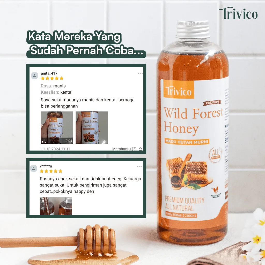 Trivico Madu Hutan 500ml - Madu Asli Kalimantan Kualitas Premium Untuk Kesehatan