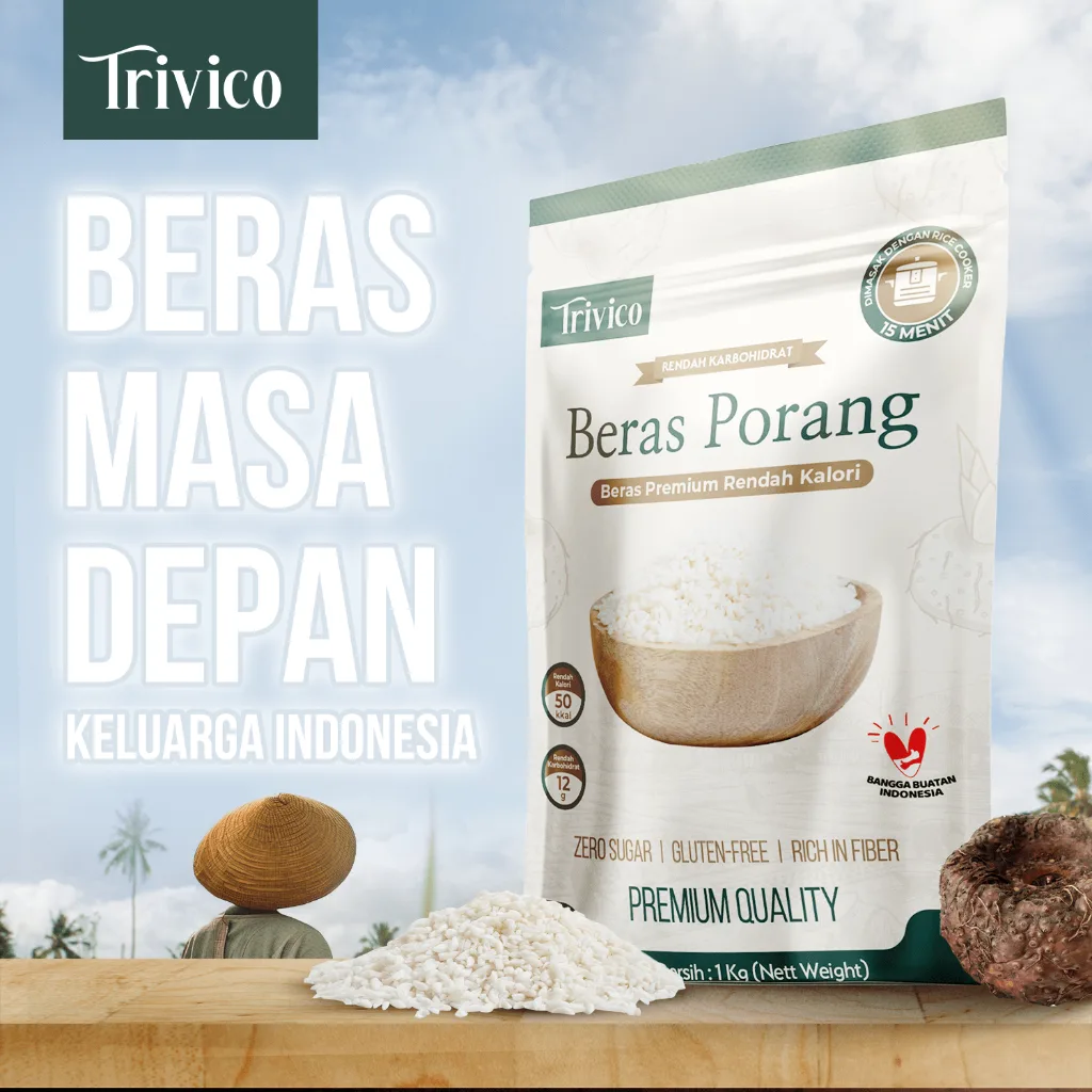 Trivico Beras Porang 1Kg - Rendah Kalori & Karbohidrat