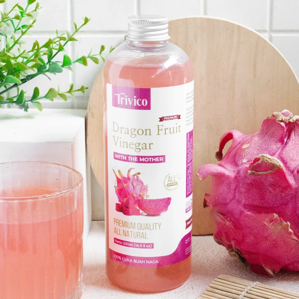 TRIVICO Cuka Buah Naga With Mother 500ml Dragon Fruit Vinegar Minuman Probiotik & Antioksidan Alami