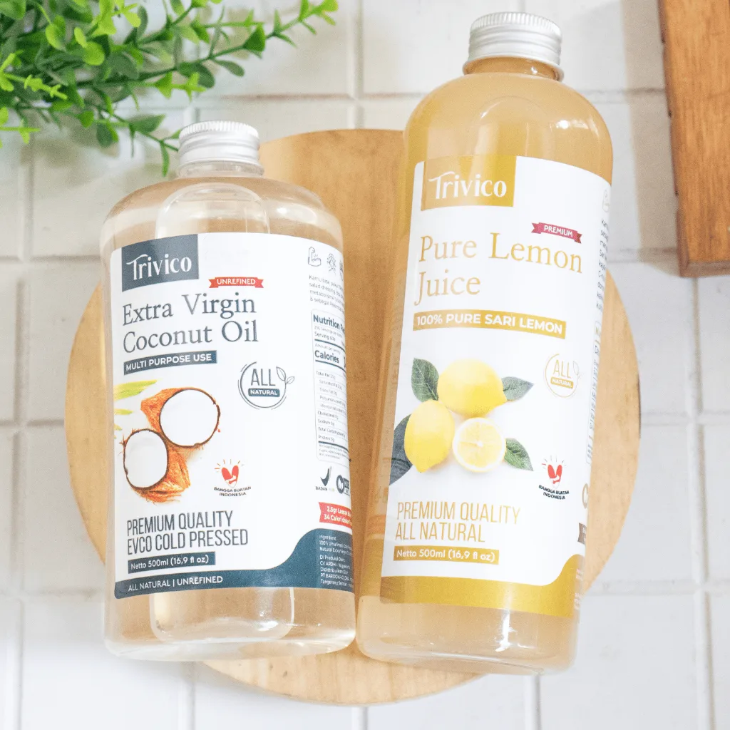 Trivico Paket 1 VCO Extra Virgin Coconut Oil 500ml & Sari Lemon 500ml