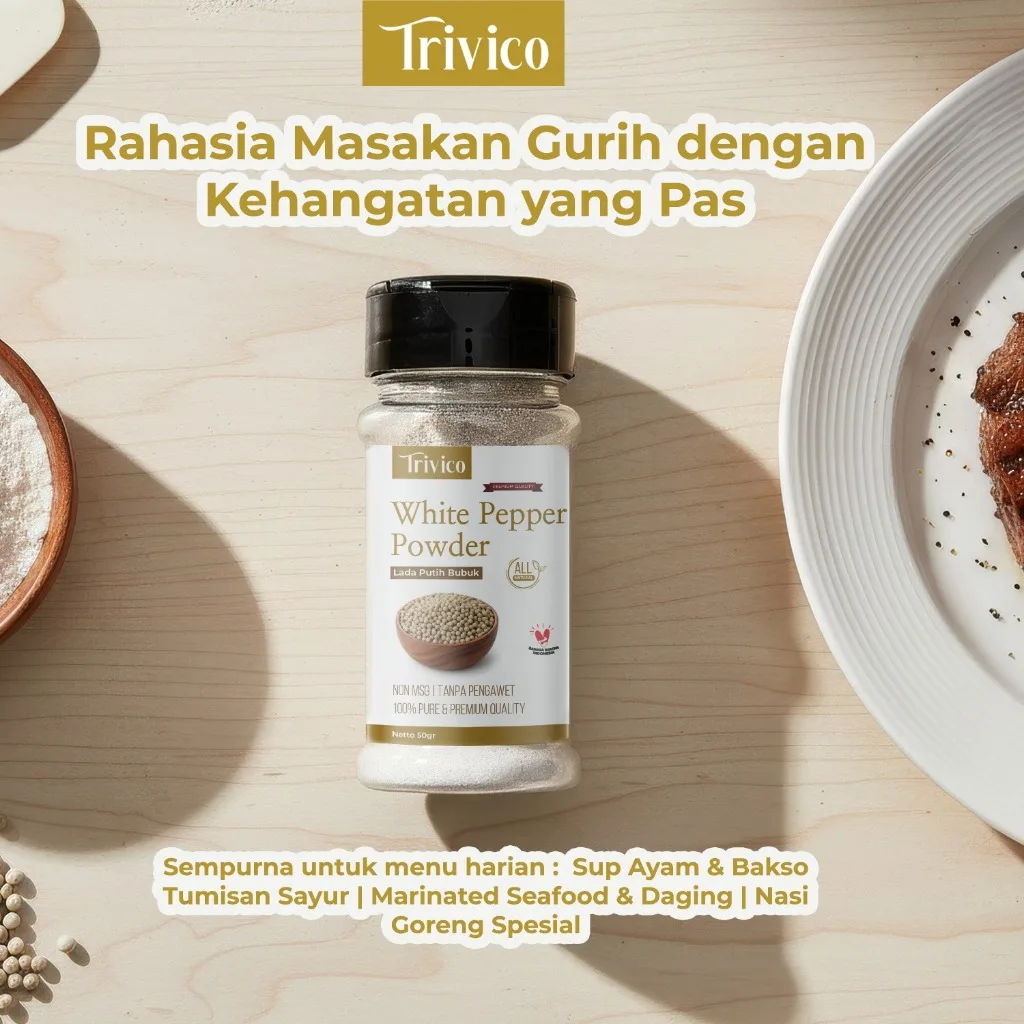 TRIVICO Lada Putih Bubuk 65gr White Pepper Powder Asli Bumbu Dapur Premium Non MSG