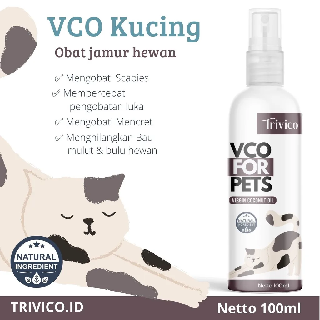 Trivico Minyak VCO Hewan Spray 100ml - Obat Ampuh Scabies, Kurap, Gudik, serta Jamur pada Hewan
