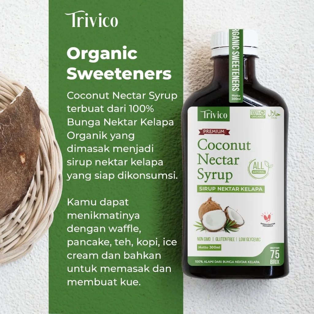 Trivico Gula Kelapa Cair Nektar Kelapa 300ml - Coconut Nectar Syrup | Pengganti Gula Sehat & Gurih