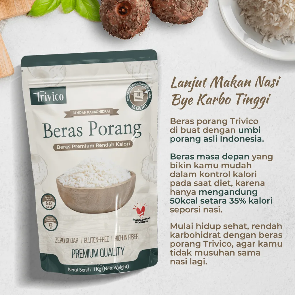 Trivico Beras Porang 1Kg - Rendah Kalori & Karbohidrat