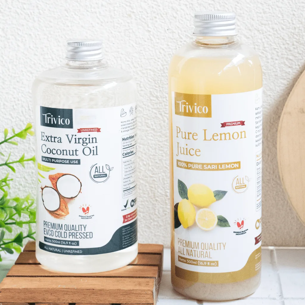 Trivico Paket 1 VCO Extra Virgin Coconut Oil 500ml & Sari Lemon 500ml