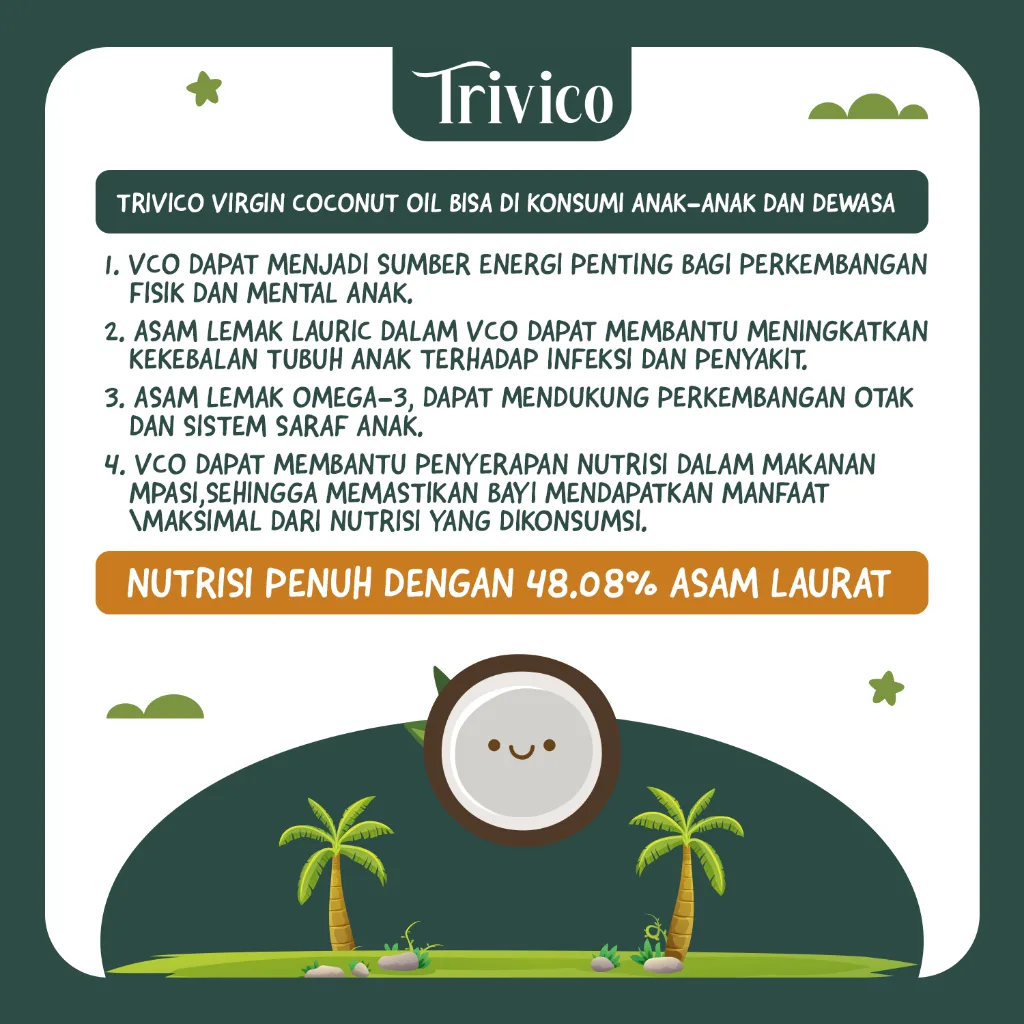 Trivico Minyak VCO Extra Virgin Untuk MPASI Anak & Bayi - USDA Organik