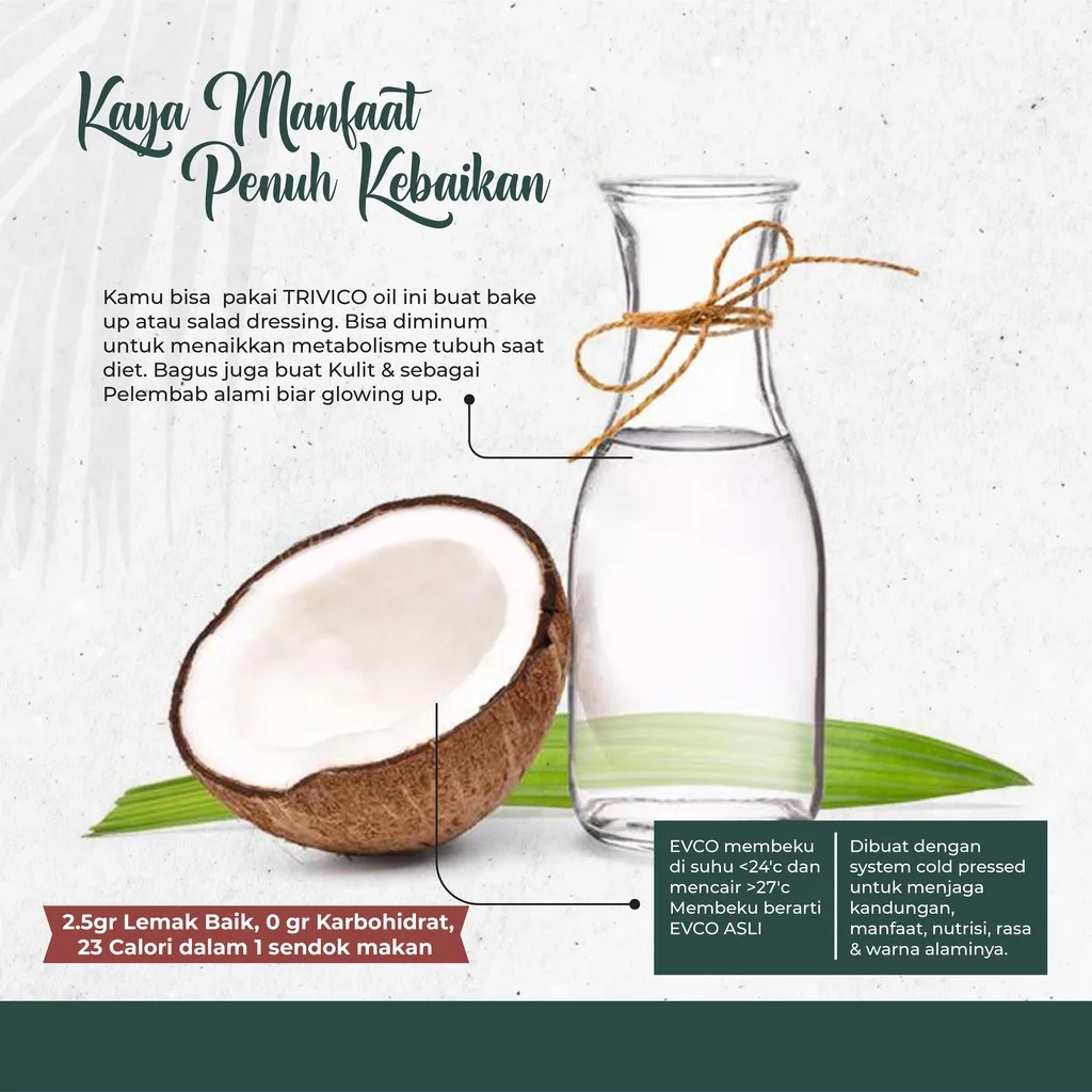 Trivico Minyak VCO Organik Virgin Coconut Oil Spray 100ml - Untuk Masak, Salad Dressing dan Menumis