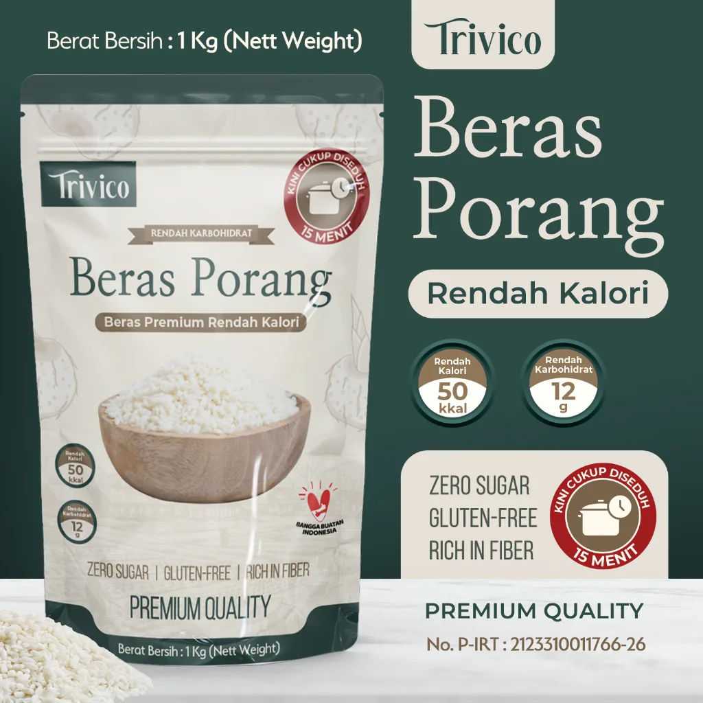 Trivico Beras Porang 1Kg - Rendah Kalori & Karbohidrat