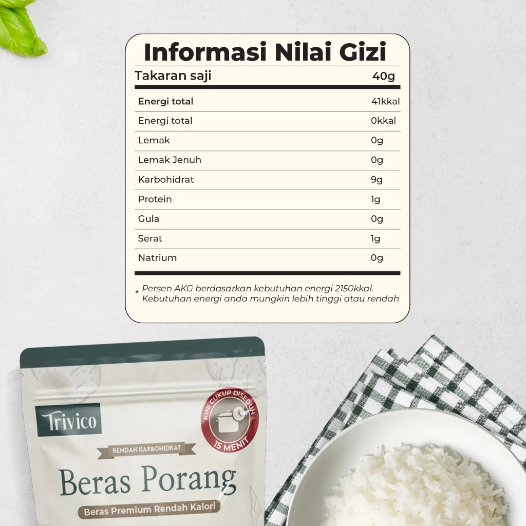 Trivico Beras Porang 1Kg - Rendah Kalori & Karbohidrat