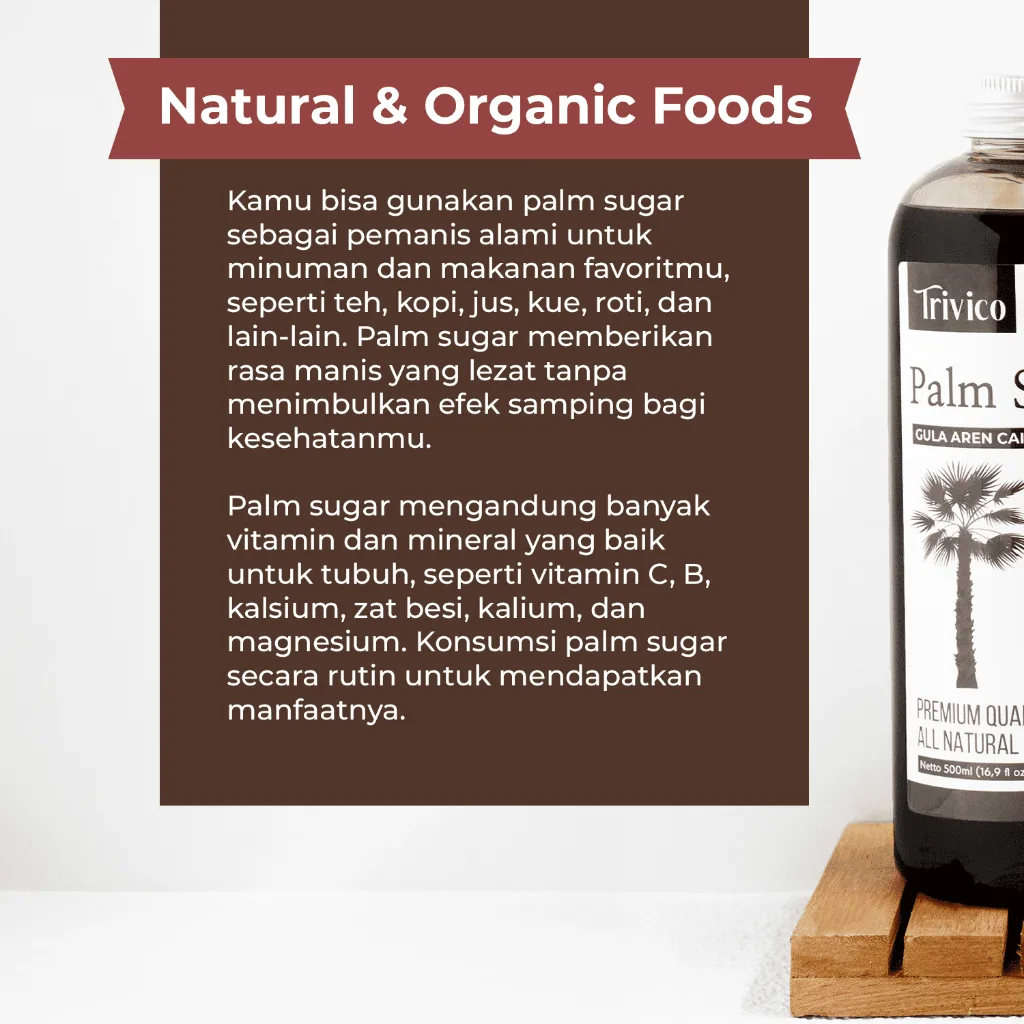 Trivico Gula Aren Cair Organik Premium - Palm Sugar Rasa Manis Alami & Kaya Manfaat