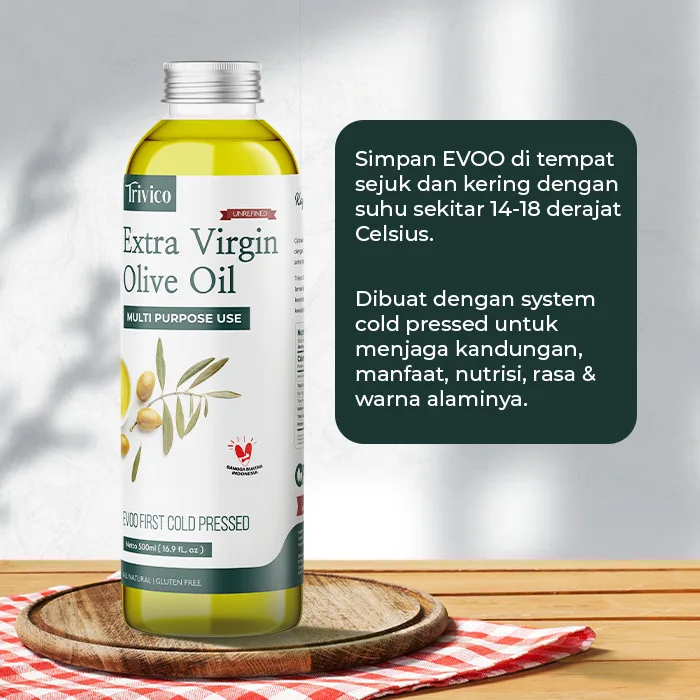 TRIVICO Minyak Zaitun Extra Virgin Olive Oil 500ml Asli | Olive Oil untuk Masak & Minum