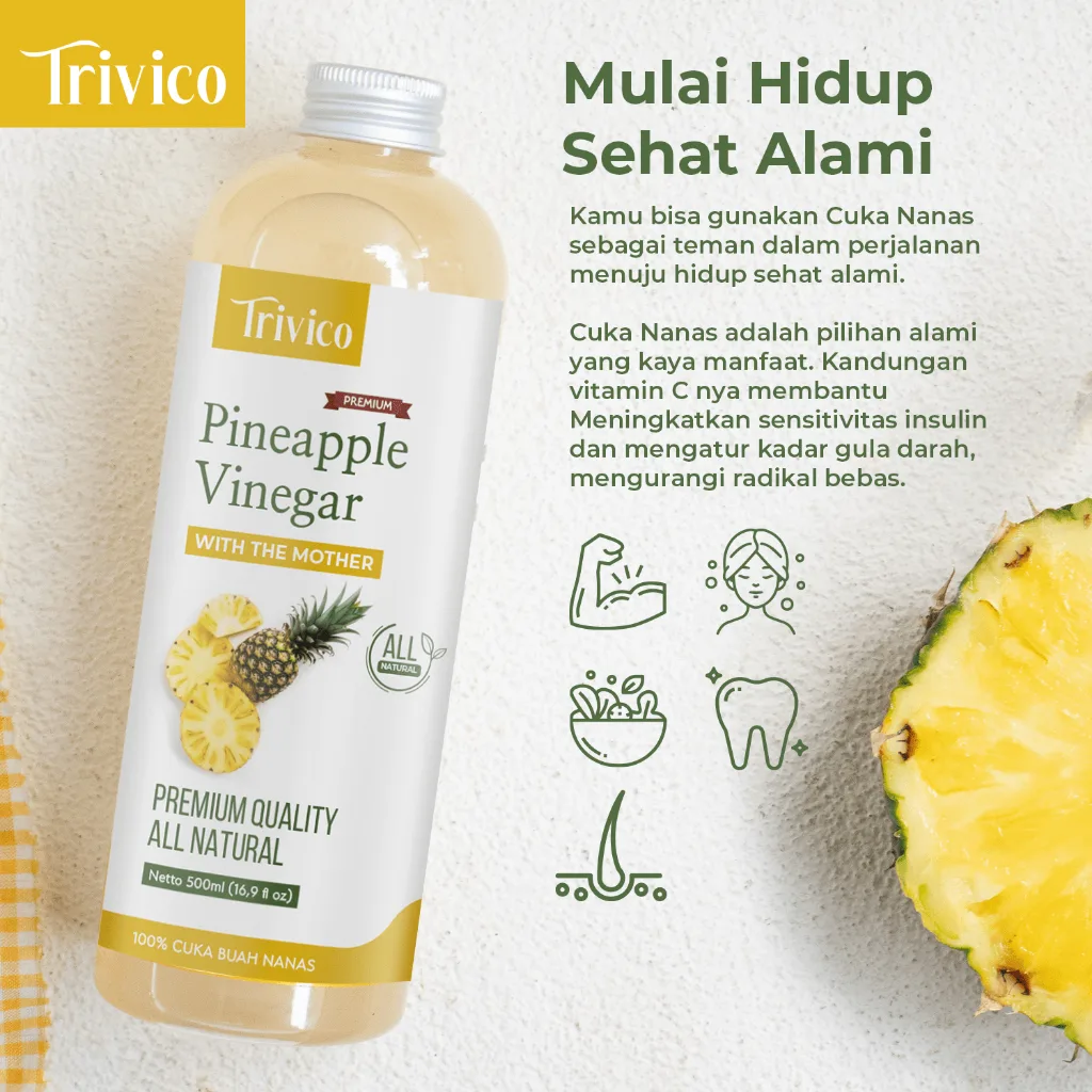 TRIVICO Cuka Nanas Organik 500ml With Mother Pineapple Vinegar Fermentasi Alami