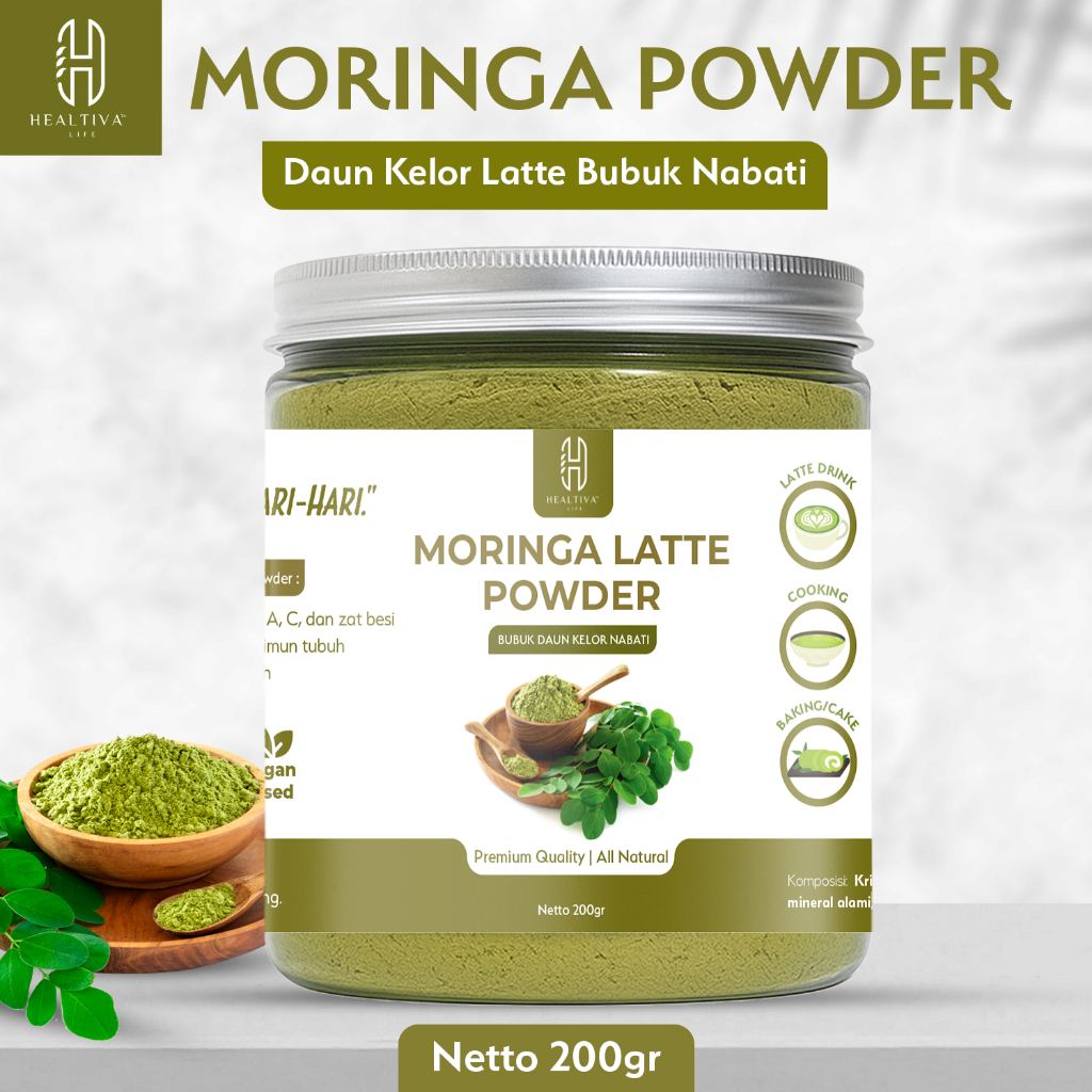 HEALTIVA Moringa Latte Minuman Daun Kelor Bubuk Kelor Latte Moringa Powder Friendly & Bebas Laktosa